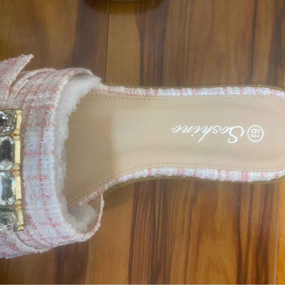 Pink Tweed Slide Sandals - Picture 4 of 5